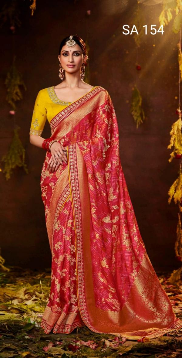 Kimora Sindhuri Bandhej Embroidery Saree Collection